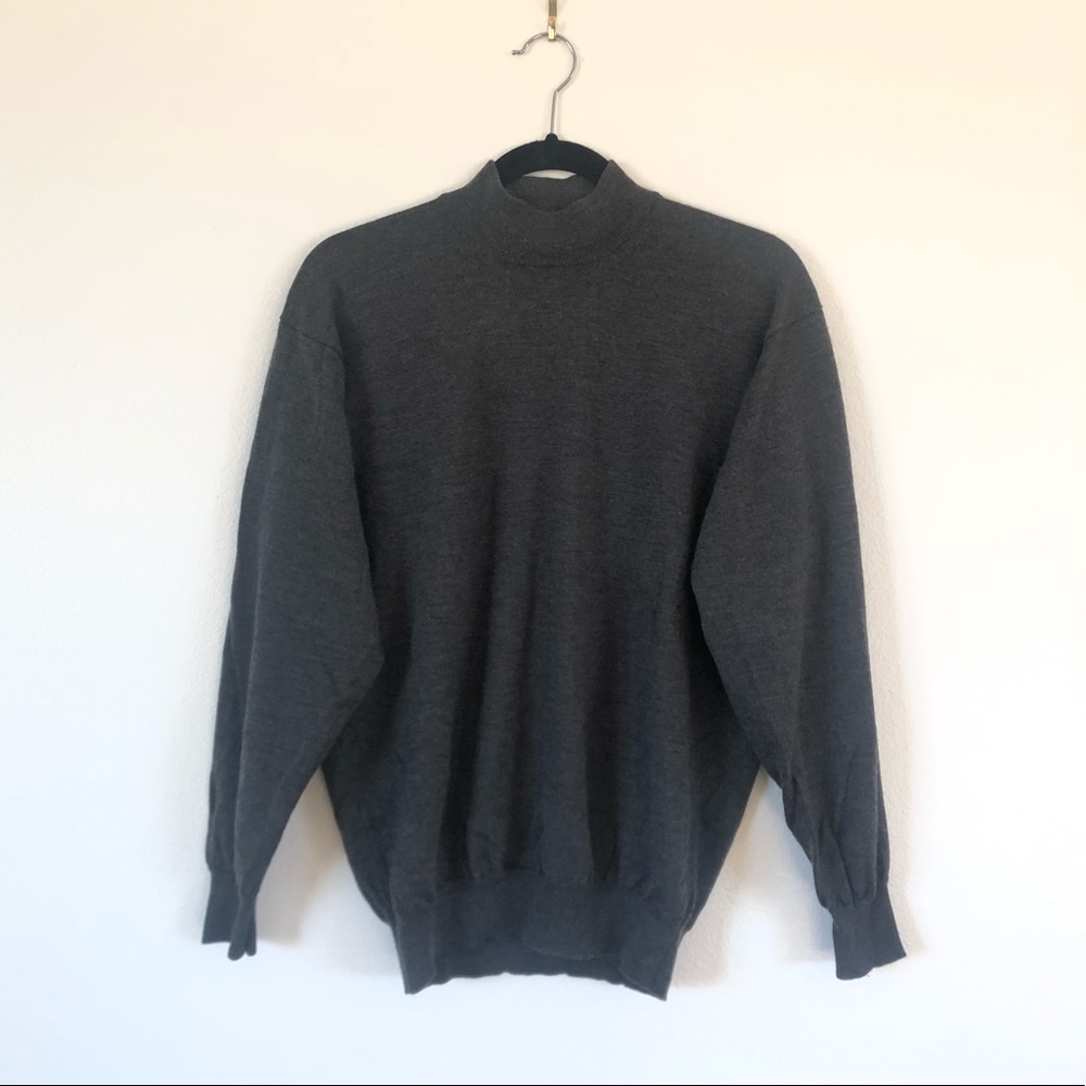 Vintage wool and cashmere gray mock neck sweater